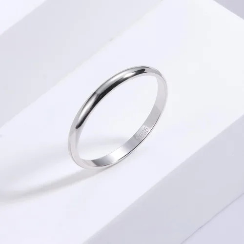 Vista 5 de MILACOLATO Anillos de plata de ley 925 para mujeres y hombres, chapados en oro blanco de 18 quilates, anillos apilables para pulgar, resistentes al