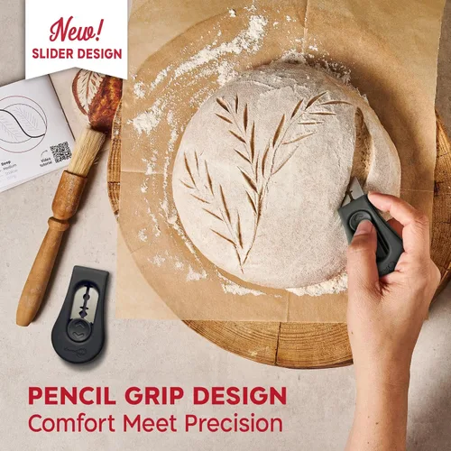 Vista 2 de KNEADACE Herramienta de puntuación de masa magnética mejorada, herramienta profesional de puntuación de masa con hoja extraíble, herramienta de pan