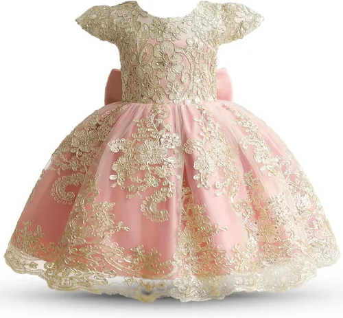 Vista 2 de NNJXD - Vestido de princesa de tul con flores, para usar en bodas, para niñas pequeñas y bebés