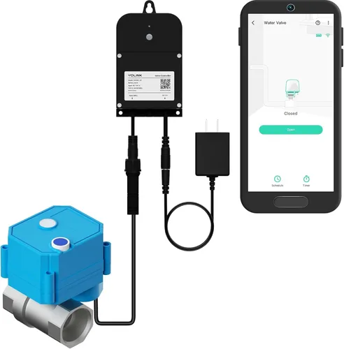 Vista 10 de Kit de control de válvula inteligente inalámbrico YoLink, válvula motorizada de acero inoxidable certificada NSF de 1/2", controlador inalámbrico 2