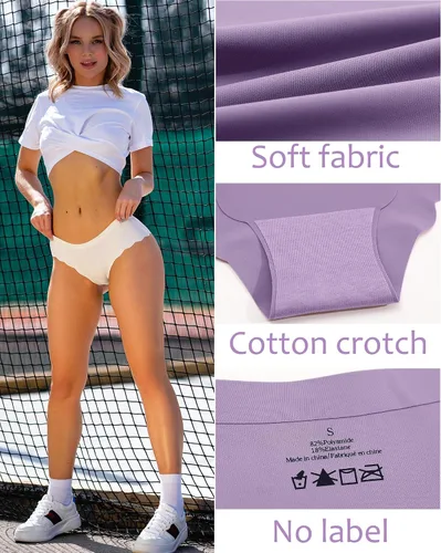 Vista 5 de FINETOO Paquete de 6 calzones sin costuras para mujer, sexy, de tiro bajo, con borde ondulado, no visibles, para mujer, atrevido, S-XL