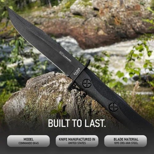 Vista 4 de KA-BAR JOHN EK BOWIE EK45 MODELO 5 CUCHILLO COMANDO DE LUCHA Negro, Grande