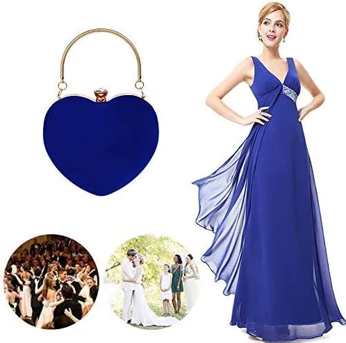 Vista 3 de Goclothod Bolso de mano en forma de corazón para mujer, bolso de hombro de terciopelo, bolsos de noche