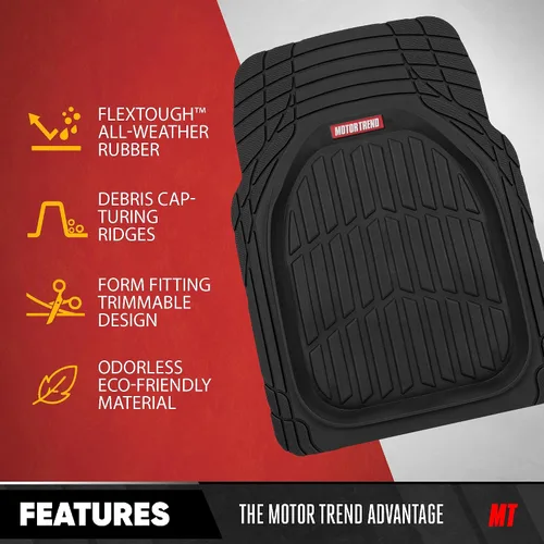 Vista 4 de Motor Trend FlexTough 4 piezas de alfombrillas resistentes para coches, camiones, SUV, juego completo de alfombrillas para automóvil, delanteras