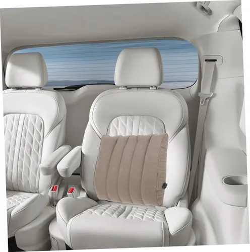 Vista 5 de Cabilock Almohada inflable para asiento de oficina, soporte lumbar, almohada de aire para viajes, gris claro, 1 ud Portable Waist Pad for Travel