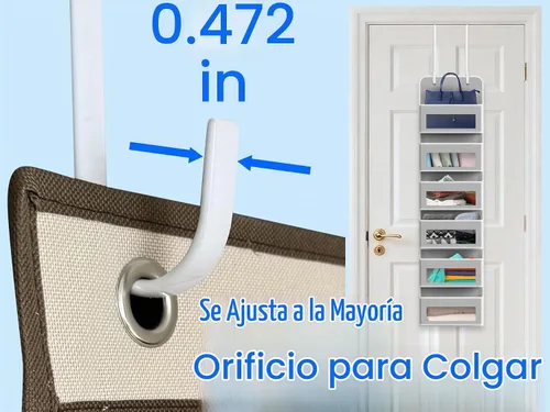 Vista 3 de Ganchos de acero largos individuales para puerta, paquete de 4