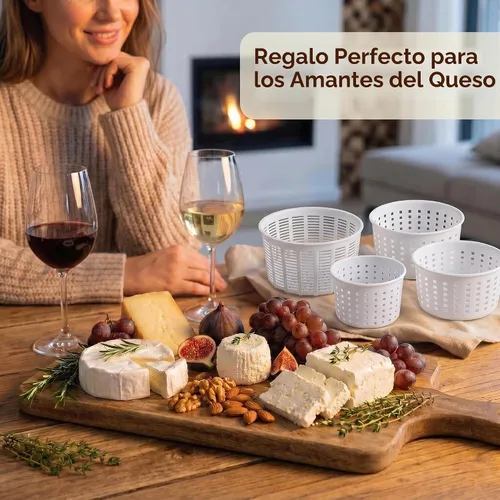 Vista 6 de Juego de moldes para queso, 4 cestas de drenaje de queso surtido para hacer queso casero, capacidad de 11.8-40.6 fl oz, aproximadamente 0.55-2.64