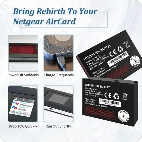 Vista 5 de Batería W-7b, nueva batería de repuesto para AT&T Unite Express 2 Netgear Aircard 800s 797s 779S 780S 790S 790S 790SP 810S 4G LTE Mobile Hotspot