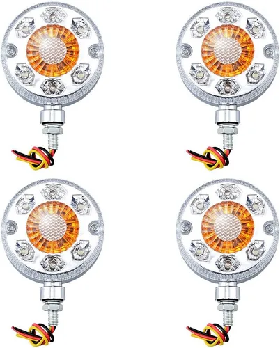 Vista 12 de Astra Depot 1 par de luces de cara doble de 24 LED de 3 pulgadas redondas, rojas/ámbar/blancas con lente transparente, para guardabarros SEMI CAMIÓN