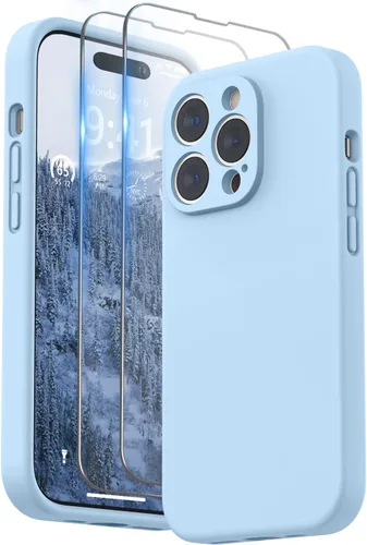 Vista 22 de SURPHY Funda diseñada para iPhone 14 Pro con protector de pantalla, (protección de cámara y forro de microfibra suave), funda de silicona líquida