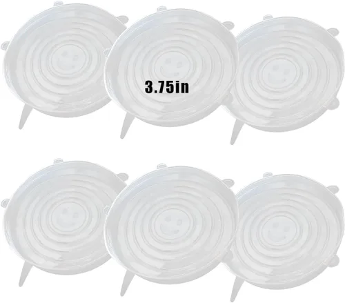 Vista 9 de Tapas elásticas de silicona, 6 piezas, 2.56 pulgadas Reusable and Durable, Silicone Container Covers, Food Storage, Expandable Bowl Covers