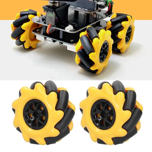 Vista 4 de Mecanum Wheel Robot Kit con ruedas omnidireccionales de 2.362 in para proyectos STEM de motor TT Construir autos inteligentes y robots
