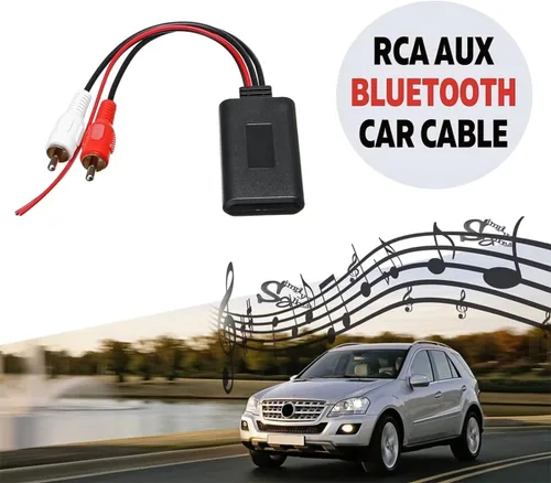 Vista 5 de AUCELI Adaptador de cable Bluetooth inalámbrico universal para automóvil, 2 RCA Aux Audio, conector de radio, entrada de carbohidratos, reproducción
