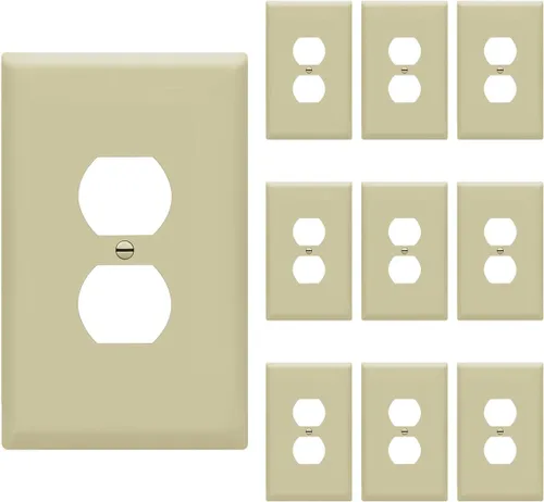 Vista 70 de ENERLITES Placa de pared dúplex para tomacorriente para receptáculos, cubierta de toma de corriente eléctrica jumbo, acabado brillante, de gran Negro