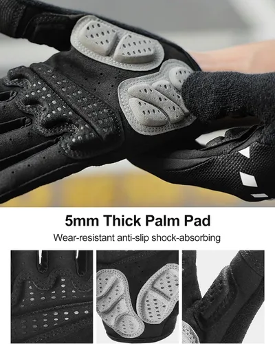 Vista 4 de LAMEDA Guantes de bicicleta de montaña para hombre, 0.197 in, EVA gruesos, guantes de ciclismo de dedo completo, guantes de bicicleta ligeros