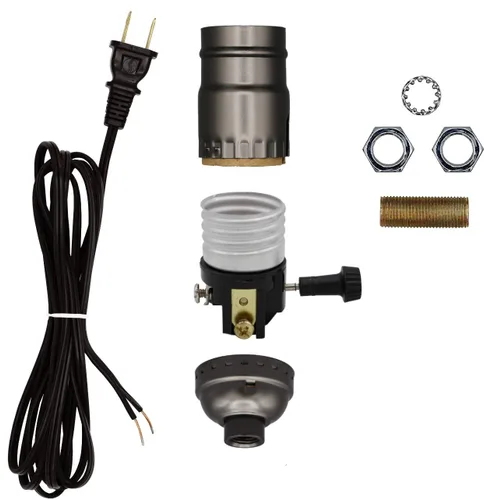 Vista 6 de Creative Hobbies Kit para hacer una lámpara o reparar - Todo el hardware esencial, socket de 3 vías y cable eléctrico a juego (Antiguo)