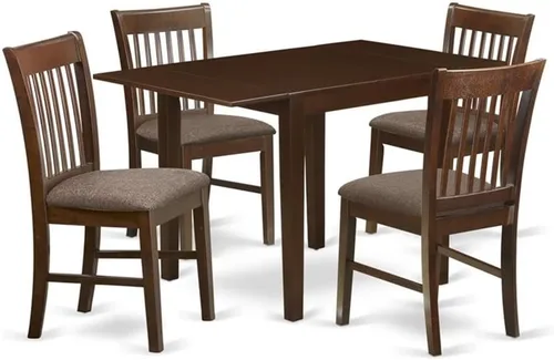 Vista 13 de East West Furniture NDNO3-BCH-W - Juego de comedor de 3 piezas para espacios pequeños que contiene una mesa de comedor rectangular con gotas y 2