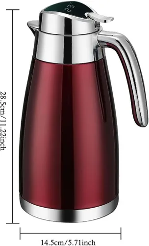 Vista 2 de Jarra térmica de café de 77 onzas con pantalla de temperatura, acero inoxidable 304, doble pared al vacío, jarra aislada, jarra de té para mantener