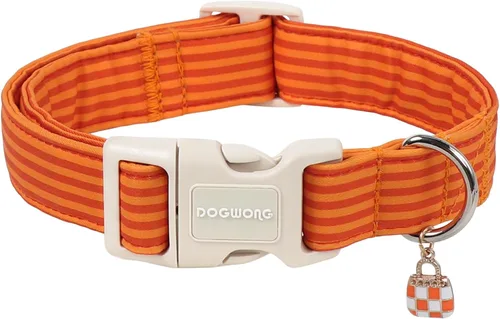 Vista 29 de DOGWONG Collar de Algodón para Perro, Collar para Perro de Cuadros Azules Resistente, Collar Suave y Duradero para Perro Macho, Lindo Collar de A