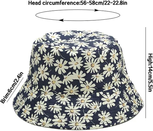 Vista 5 de XYIYI Lindo sombrero de pescador, sombrero de playa para mujer, reversible, con doble lado
