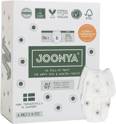 Vista 9 de Joonya Pañales Tipo Calzón para Bebé, Talla 4 L (15-26 lb) - 1 Bolsa de 25 - No Tóxicos, Ecológicos, Ultra Delgados, Uso Nocturno - Fabricados