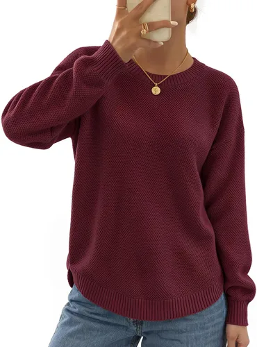 Vista 18 de MEROKEETY Suéteres de Otoño e Invierno para Mujeres Casuales Sueltos Cómodos Tops de Suéter Pullover Jumper Outfits de Moda 2025 Beige