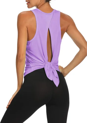 Vista 7 de Bestisun - Camisetas de tirantes para mujer con espalda abierta, ropa deportiva para entrenamiento, yoga y ejercicio Verde militar