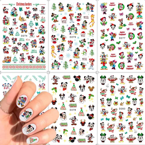Vista 7 de 4 bonitas calcomanías de uñas de dibujos animados autoadhesivos 3D, suministros de decoración de uñas de Navidad, calcomanías de uñas Kawaii