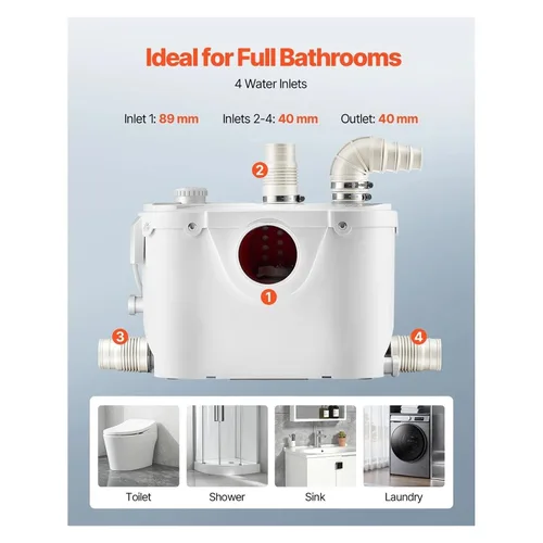 Vista 5 de 700W Macerator Pump Upflush Waste Water Disposal EU