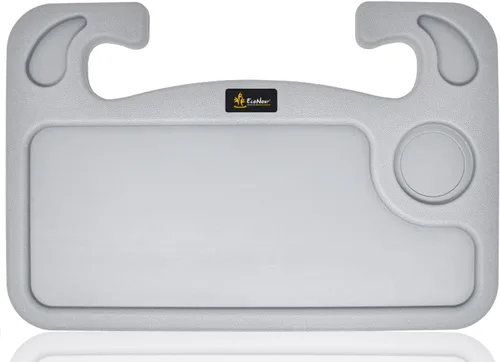 Vista 9 de EcoNour Escritorio para volante de automóvil 2 en 1 (beige) Bandeja para volante para laptop, comer, bebidas Bandeja rectangular de ABS