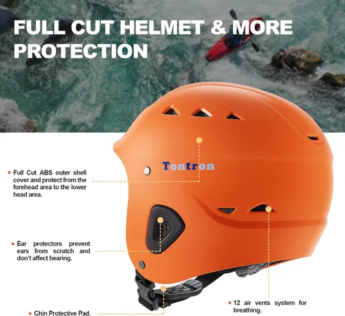 Vista 3 de Tontron Sailonger - Casco para adultos de corte completo, kayak, rafting, remo, deportes acuáticos Naranja brillante