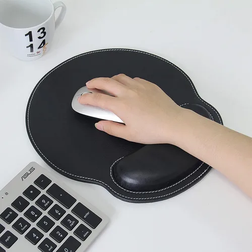 Vista 2 de Alfombrilla de ratón de cuero con soporte de muñeca ergonómica para Negro