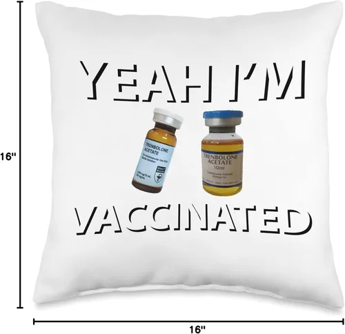 Vista 4 de Yeah i'm Vaccinated Trenbolone Funny Tren Gym Jim Bodybuilding Vacunated Treenbolone Funny Tren Lover Gym Jim - Almohada de tiro 16 x 16 pulgadas