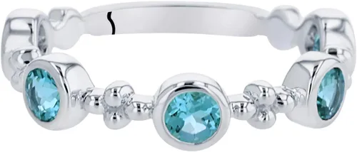 Vista 3 de Peora Tiara apilable de 5 piedras para mujer, plata de ley 925, piedras natales de piedras preciosas naturales, 0.075in de ancho, tallas 5 a 9