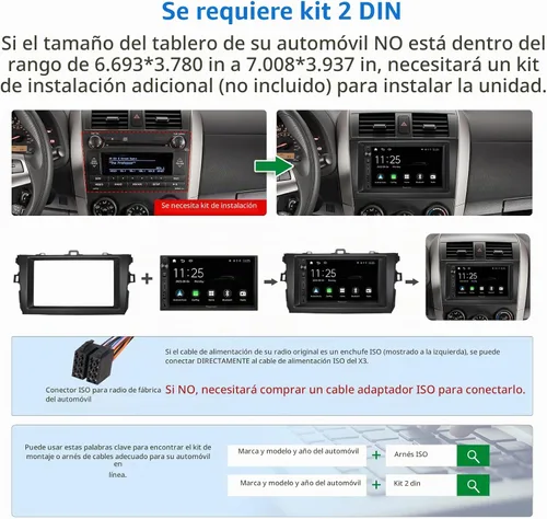 Vista 3 de EONON - Estéreo de coche de 7'' de doble DIN, inalámbrico CarPlay y Android Auto, receptores de audio para coche con cámara de respaldo AHD, DSP