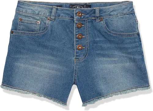 Vista 5 de Lucky Brand - Pantalones cortos de mezclilla con puños para niñas, de denim elástico con 5 bolsillos, de cintura media a alta Jenna Blanco Brillante