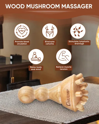 Vista 3 de ONUEMP Herramienta de masaje para celulitis, herramientas de masaje de terapia de madera, masajeador de drenaje linfático, kit de maderoterapia