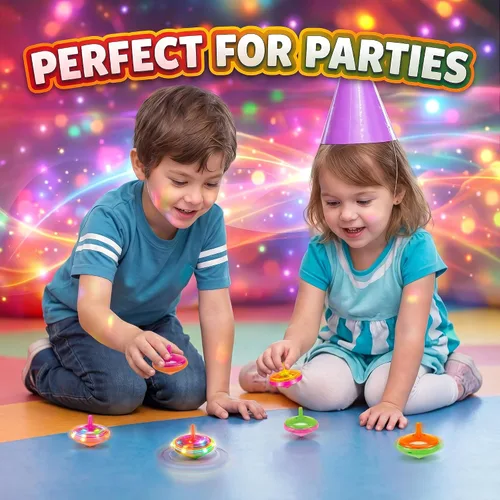 Vista 5 de Tops giratorios LED intermitentes para niños, recuerdos de fiesta a granel y premios de aula (clásico - 50 piezas)