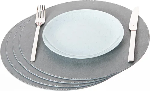 Vista 9 de Nikalaz Nikalaz - Juego de 4 manteles individuales redondos de cuero reciclado de 15 pulgadas, decoración de mesa de comedor y cocina (negro)