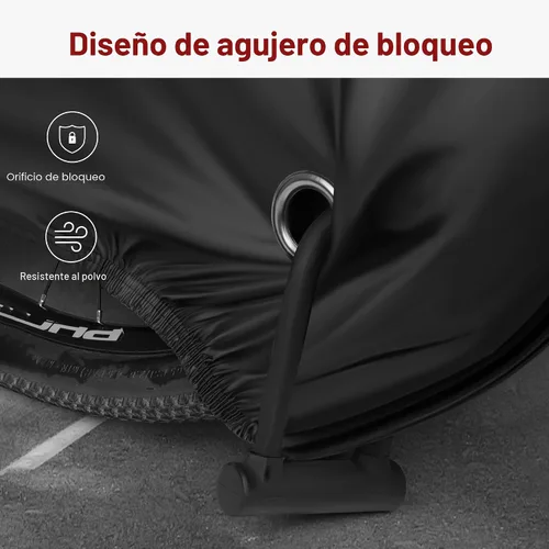 Vista 4 de Puroma Funda para bicicleta impermeable al aire libre, cubierta de bicicleta para lluvia, sol, rayos UV, polvo, viento, con agujero de bloqueo