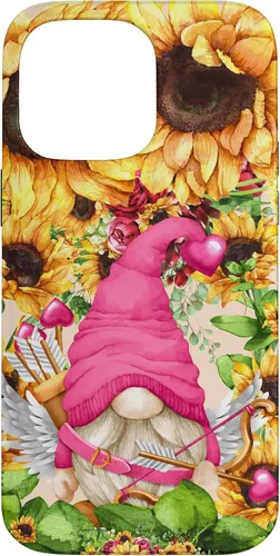 Vista 21 de Valentines Gnome in Cupid Costume for Women with Sunflower Case for iPhone 17