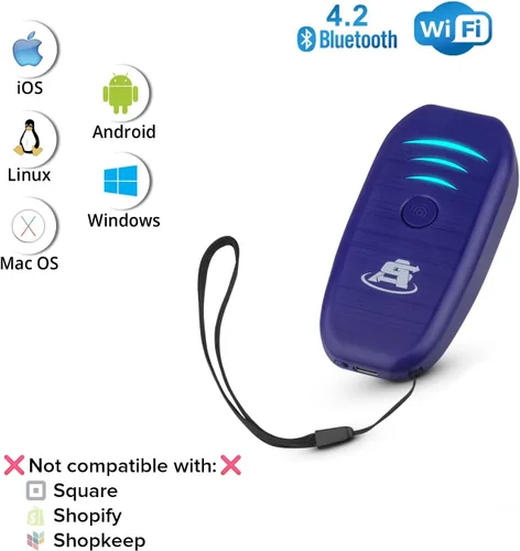 Vista 2 de ScanAvenger Escáner de código de barras Bluetooth portátil mini inalámbrico: escáneres manuales - Pistola de escaneo 1D inalámbrica y recargable