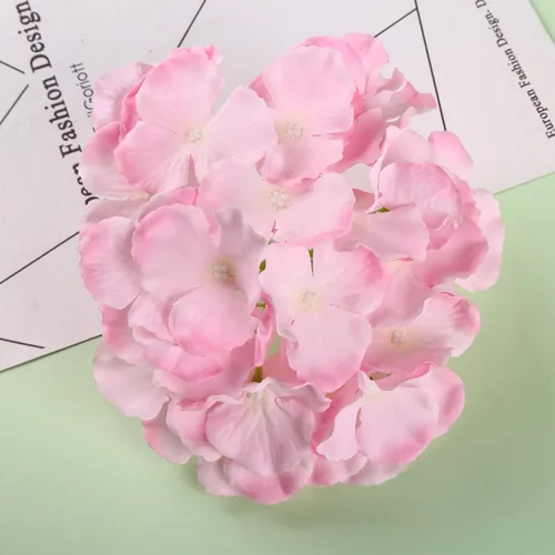 Vista 3 de HinyoCo - 28 flores artificiales de hortensias de seda, cabeza de hortensia de 7 pulgadas con tallo, utilizadas para decoración del hogar, boda Rosa
