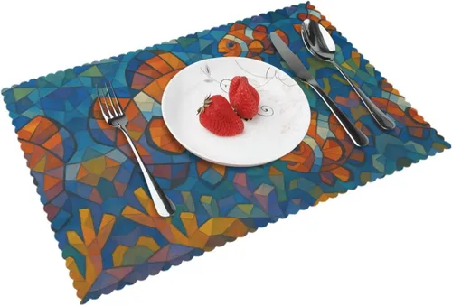 Vista 12 de Rectangular Placemats Set of 4, Heat Resistant Candy Castle Printed Kitchen Dining Table Mats