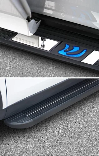Vista 2 de Estribos compatibles con Nissan Pathfinder 2022-2024 de aluminio con pedal de barras Nerf, rayas negras