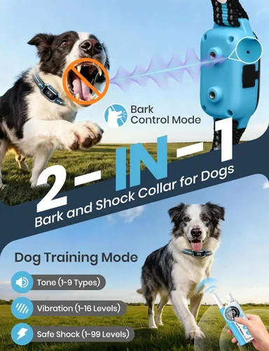 Vista 2 de Smart 2-in-1 Dog Shock and Bark Collar - AI Anti-Misoperation, 3300FT Remote Training Collar, IPX7 Waterproof, 4 Modes