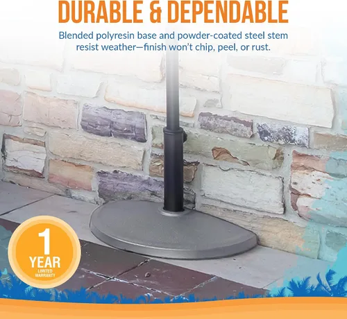 Vista 8 de Island Umbrella Base de resina semicircular para paraguas, color marrón, 20 libras