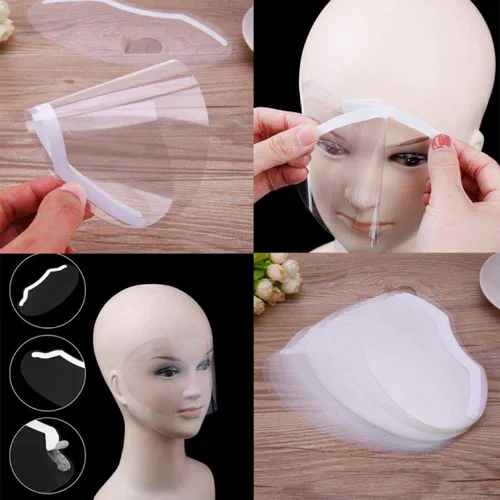 Vista 5 de Protector facial desechable para cortes de pelo, extensiones de pestañas, postcirugía ocular y lavado de cabello, visera protectora facial