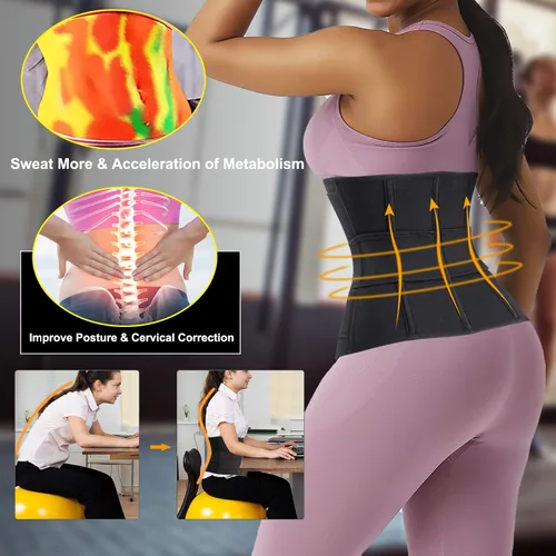 Vista 3 de BIYHCUY Cinturón de entrenamiento de cintura para mujer control de abdomen cintura de entrenamiento faja de sudor faja deportiva banda delgada