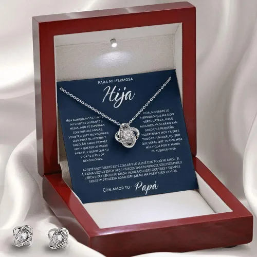 Vista 2 de Regalo para hija, collar para padre e hija, juego de regalo para hija, Papá e hija, collar Mensaje personalizado de amor para mi hermosa hija